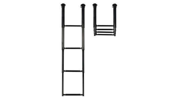 Telescoping Drop Ladder, 4-Step, stainless steel, black electroplated